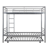 Twin-Over-Twin Metal Bunk Bed With Trundle,Can be Divided into two beds,No Box Spring needed ,White ( old sku: MF194806AAN ) - Home Elegance USA