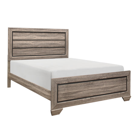 Natural Finish Contemporary Design 1pc Queen Size Bed Dark Under-Paneling Wooden Bedroom Furniture - Home Elegance USA