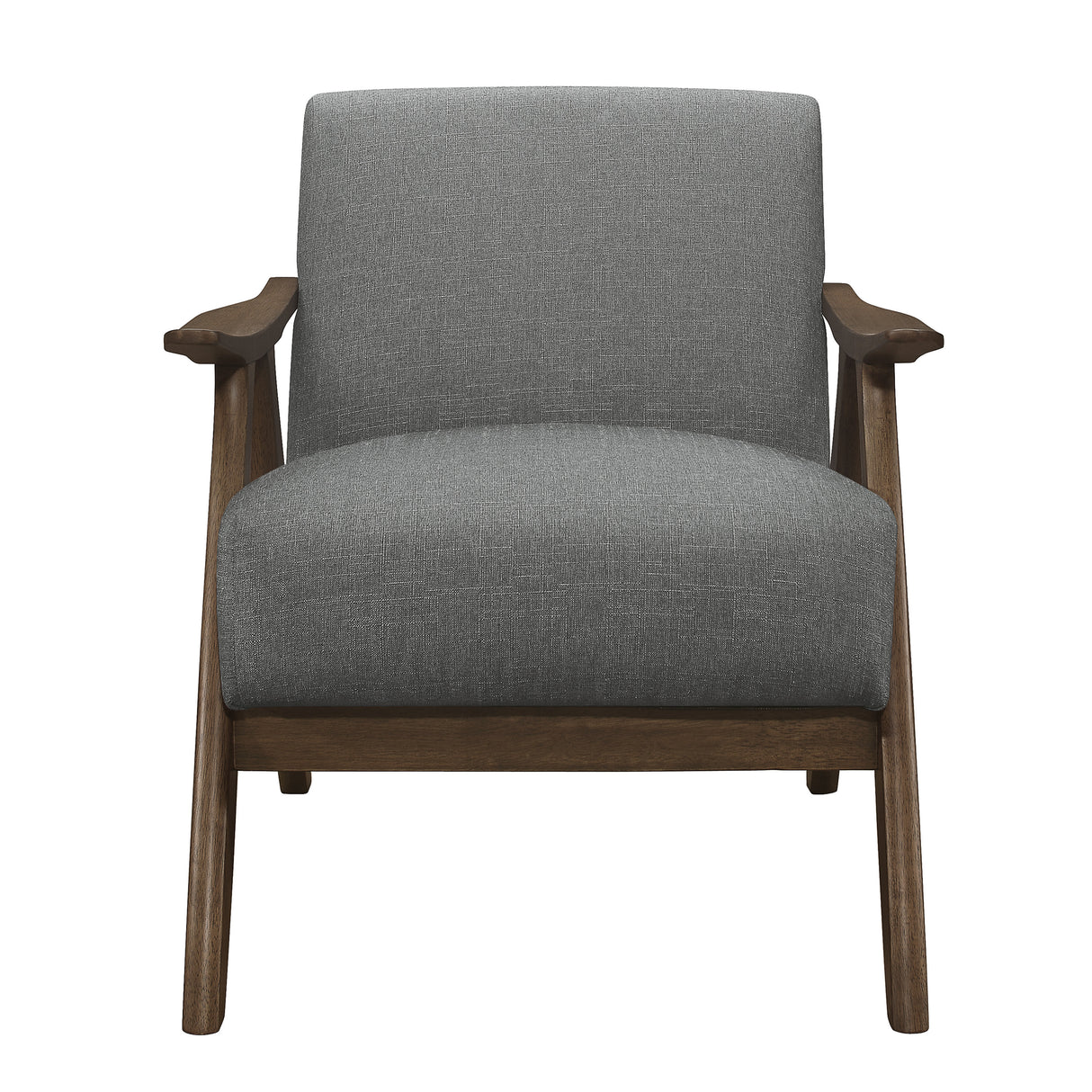 Modern Home Furniture Gray Fabric Upholstered 1pc Accent Chair Walnut Finish Wood Cushion Back and Seat Furniture - Home Elegance USA