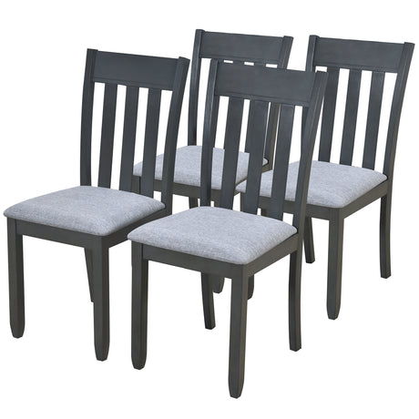 TREXM 5-Piece Wood Dining Table Set Round Extendable Dining Table with 4 Dining Chairs, Dining Room Table Set for 4 person for Dining Room