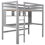 Twin Size Loft Bed with Convenient Desk, Shelves, and Ladder, White(Similar SKU:SM001302AAE) - Home Elegance USA