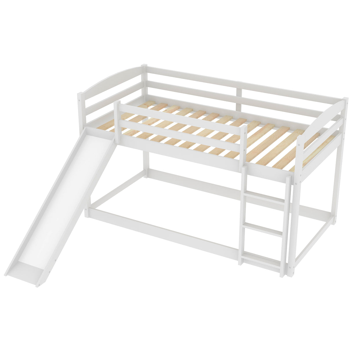 Twin over Twin Bunk Bed with Convertible Slide and Ladder , White(Old SKU:WF281725AAK) - Home Elegance USA