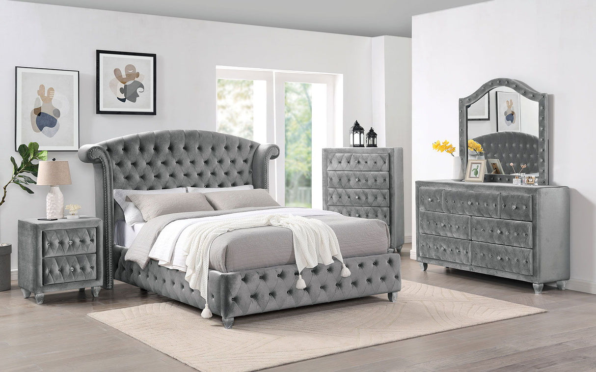 Zohar - 5 Piece Queen Bedroom Set With Chest - Gray - Home Elegance USA