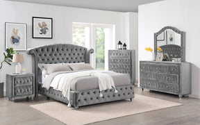Zohar - 5 Piece Queen Bedroom Set With 2 Nightstands - Gray