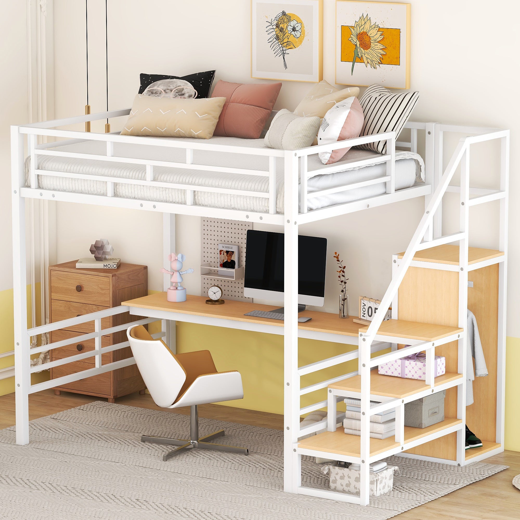 Full loft best sale bed with stairs