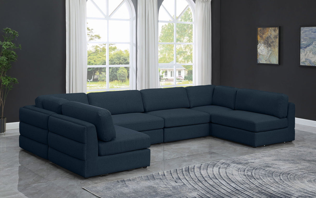 Beckham - Modular Sectional 6 Piece - Navy - Fabric | Home Elegance USA