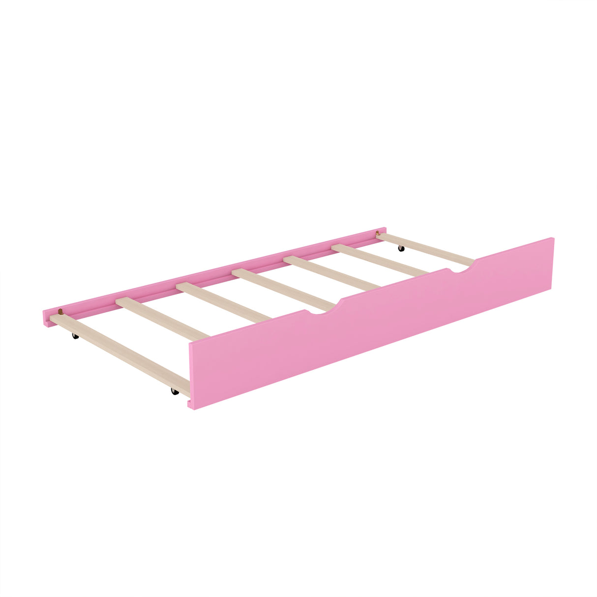 Twin over Twin Bunk Bed with Twin Size Trundle , Farmhouse Bed with Storage Box and Drawer - Pink - Home Elegance USA