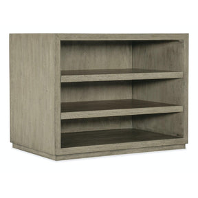 Linville Falls Open Desk Cabinet with Shelves in Smoked Gray Mink Finish – Hooker Furniture