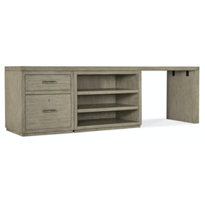 Linville Falls Desk 96-in Top with Small File, Open Cabinet and Leg – Hooker Furniture