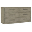 Linville Falls Chimney Gap Six-Drawer Dresser Oak Veneers Mink Finish – Hooker Furniture