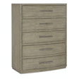 Hooker Furniture Linville Falls Pisgah Five Drawer Chest – Smoked Gray Finish, Cedar-Lined Bottom Drawer, Self-Closing Drawers