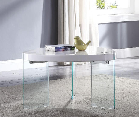 ACME Noland Coffee Table, White High Gloss & Clear Glass (1Set/2Ctn) 84920 Home Elegance USA