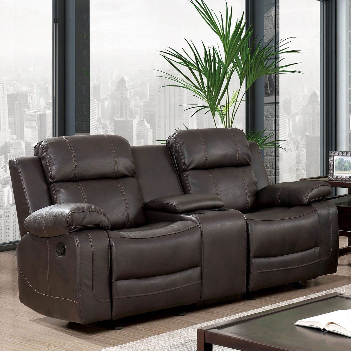 Pondera - Sofa & Love Seat & Chair - Dark Brown - Home Elegance USA