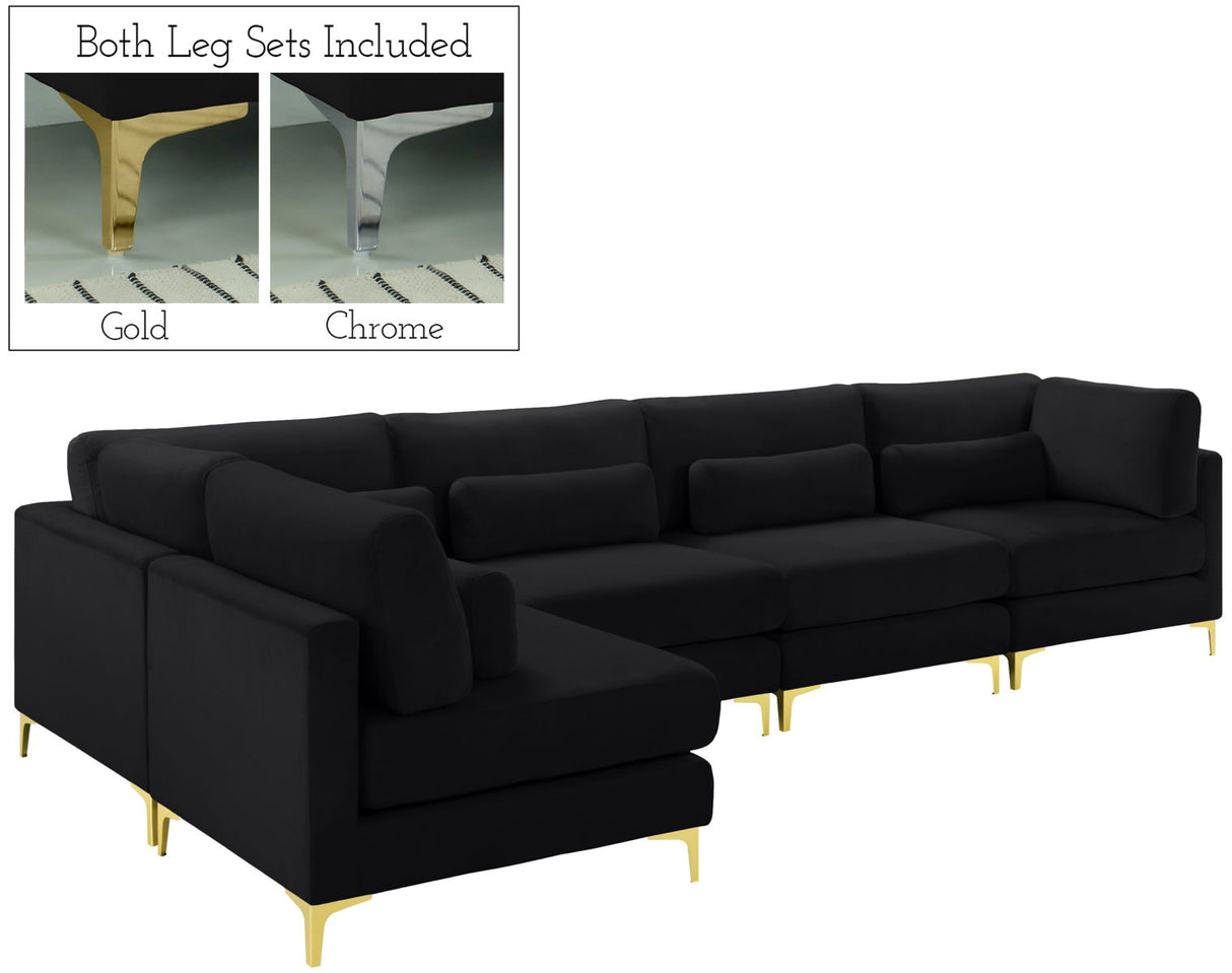 Julia - Modular Sectional 5 Piece - Black - Home Elegance USA