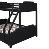 Twin over Full Size Upholstery Bunk Bed with Two Drawers and Slide,Convertible Slide and Ladder, Headboard and Footboard,Black - Home Elegance USA