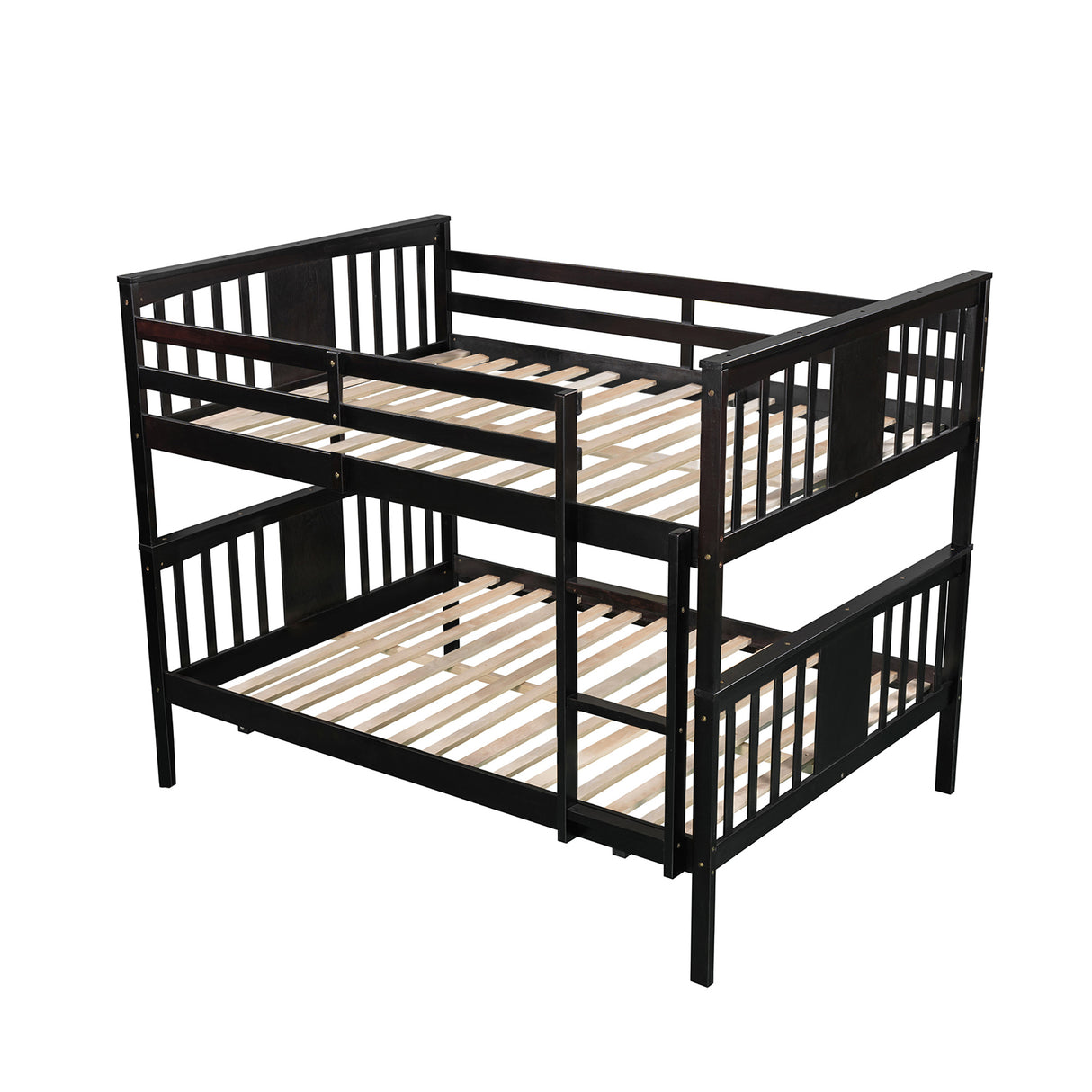 Full over Full Bunk Bed with Ladder for Bedroom, Guest Room Furniture-Espresso(OLD SKU :LP000203AAP) - Home Elegance USA