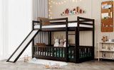 Twin Over Twin Bunk Bed with Slide and Ladder, Espresso（Old SKU:LP000009AAP） - Home Elegance USA