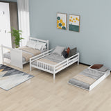 Full Over Full Bunk Bed with Twin Size Trundle (White) - Home Elegance USA