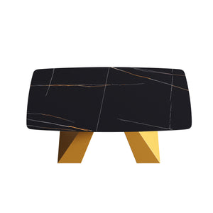 63"Modern artificial stone black curved golden metal leg dining table - 6 people - W1535S00160 - image - 4