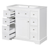 36" Bathroom Vanity with Sink Combo, One Cabinet and Six Drawers, Solid Wood and MDF Board, White - SY999404AAK - image - 23