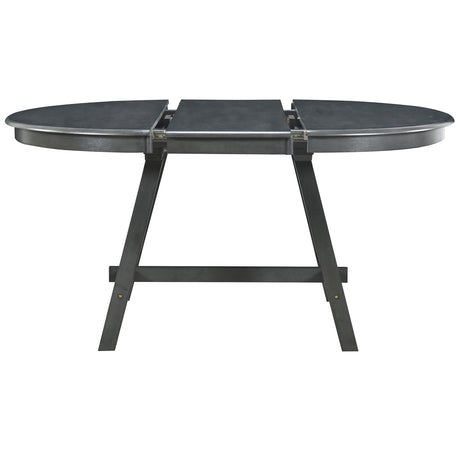 TREXM 5-Piece Wood Dining Table Set Round Extendable Dining Table with 4 Dining Chairs, Dining Room Table Set for 4 person for Dining Room