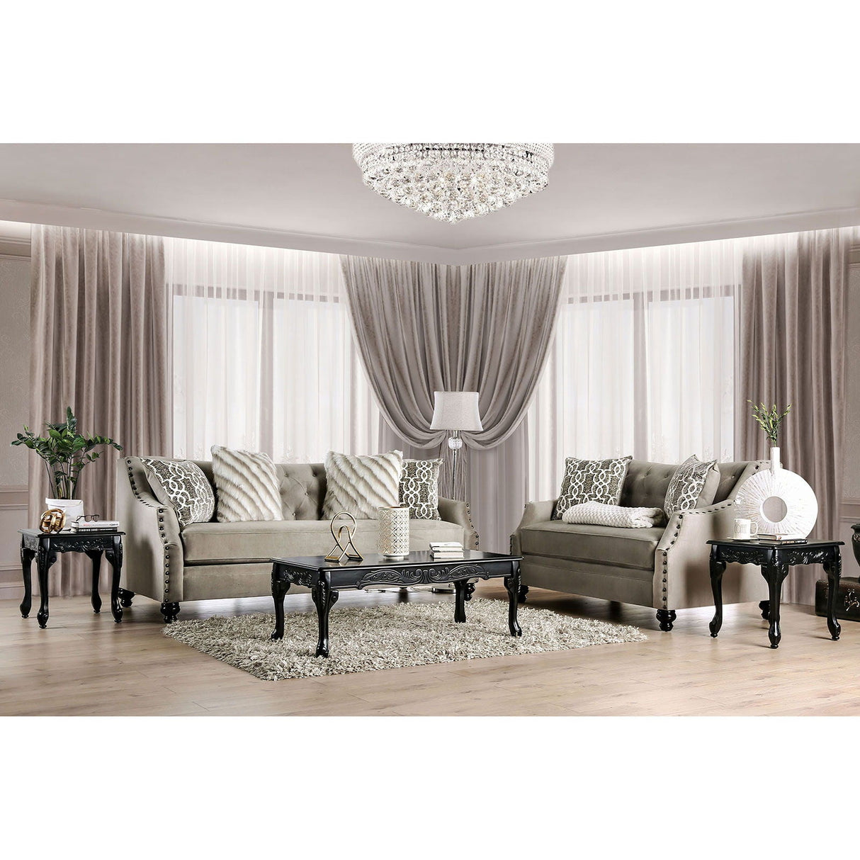 Ezrin - Sofa & Loveseat - Light Brown - Home Elegance USA