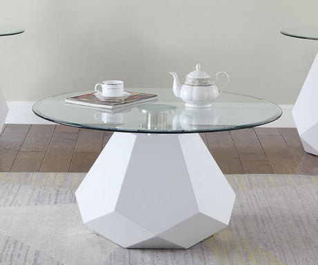 ACME Chara Coffee Table, White High Gloss & Clear Glass (1Set/2Ctn) 84925 Home Elegance USA