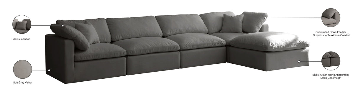 Plush - Cloud Modular Sectional 4 Piece - Grey - Fabric - Home Elegance USA