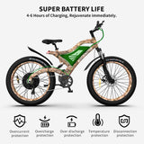 AOSTIRMOTOR S18-1500W 26" 1500W Electric Bike Fat Tire 48V 15AH Removable Lithium Battery Mountain Bicycle Shimanos Bicycle Full Suspension MTB Bikes for Adults