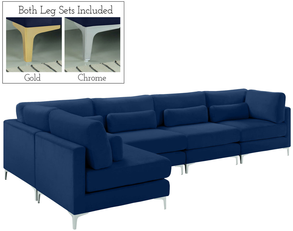 Julia - Modular Sectional 5 Piece - Navy - Home Elegance USA