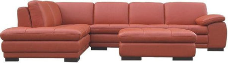 625 Pumpkin Italian Leather Laf Sectional With Ottoman - 175443111 - Lhfc - Ott - Pk | J&M | Home Elegance USA