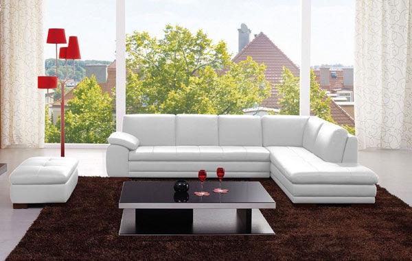 J&M Furniture - 625 White Italian Leather Laf Sectional - 175443113331-Lhfc-W