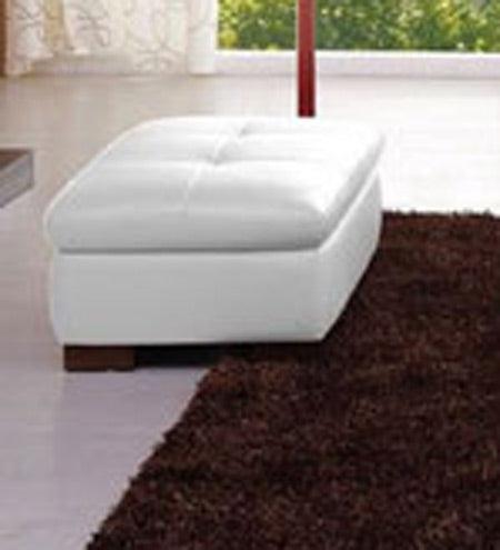 J&M Furniture - 625 Leather Ottoman In White - 175443113331-Ott