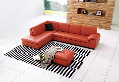 J&M Furniture - 625 Pumpkin Italian Leather Laf Sectional With Ottoman - 175443111-Lhfc-Ott-Pk