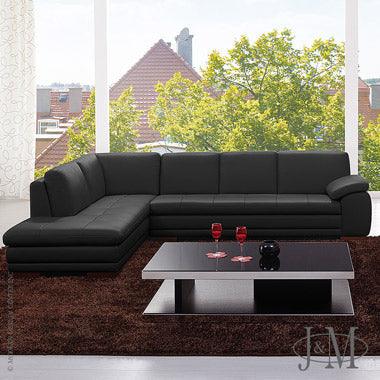 J&M Furniture - 625 Black Italian Leather Laf Sectional - 17544311331-Lhfc-Bk