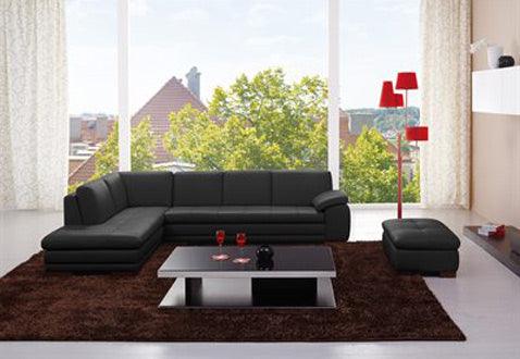 J&M Furniture - 625 Black Italian Leather Laf Sectional With Ottoman - 17544311331-Lhfc-Ott-B