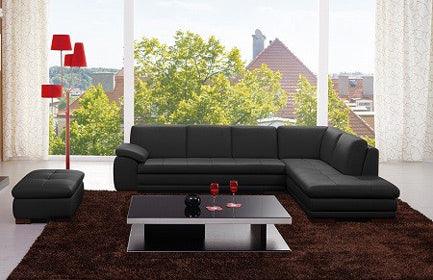 J&M Furniture - 625 Black Italian Leather Raf Sectional With Ottoman - 17544311331-Rhfc-Ott-K