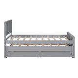 Twin Size Platform Bed with Trundle and Drawers, Gray - Home Elegance USA
