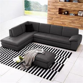 625 Grey Italian Leather Laf Sectional With Ottoman - 1754431131-Lhfc-Ott-G | J&M
