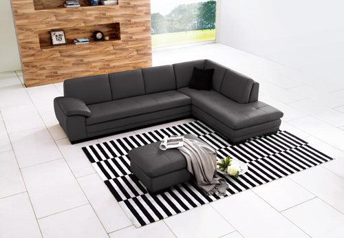 J&M Furniture - 625 Grey Italian Leather Raf Sectional With Ottoman - 1754431131-Rhfc-Ott-G