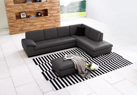 625 Grey Italian Leather Raf Sectional With Ottoman - 1754431131 - Rhfc - Ott - G | J&M | Home Elegance USA