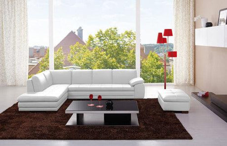 625 White Italian Leather Laf Sectional With Ottoman - 175443113331 - Lhfc - Ott - W | J&M | Home Elegance USA