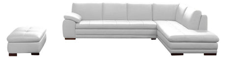 J&M Furniture - 625 White Italian Leather Raf Sectional With Ottoman - 175443113331-Rhfc-Ott-W