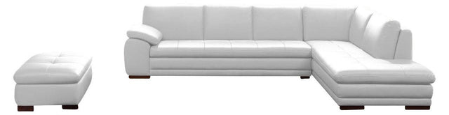 625 White Italian Leather Raf Sectional With Ottoman - 175443113331 - Rhfc - Ott - W | J&M | Home Elegance USA