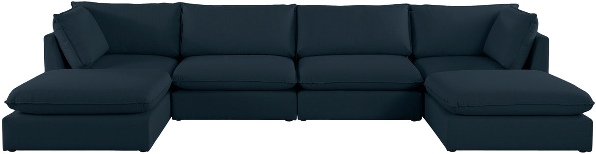 Mackenzie - Modular Sectional 6 Piece - Navy - Fabric - Modern & Contemporary - Home Elegance USA