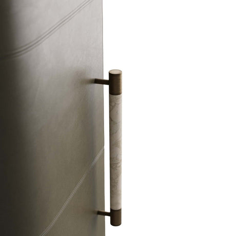 Sherbourne Cabinet – Graphite Leather, Ebony Oak, White Marble, Antique Brass | Arteriors