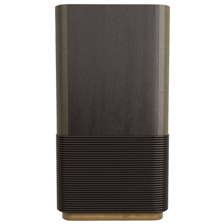 Sherbourne Cabinet – Graphite Leather, Ebony Oak, White Marble, Antique Brass | Arteriors