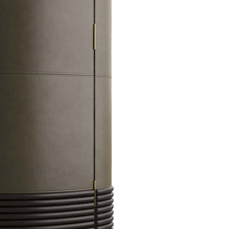 Sherbourne Cabinet – Graphite Leather, Ebony Oak, White Marble, Antique Brass | Arteriors