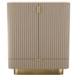 Arteriors Pontevera Cocktail Cabinet in Gray Leather, Oak, and Brass | Arteriors