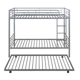 Twin-Over-Twin Metal Bunk Bed With Trundle,Can be Divided into two beds,No Box Spring needed ,White ( old sku: MF194806AAN ) - Home Elegance USA